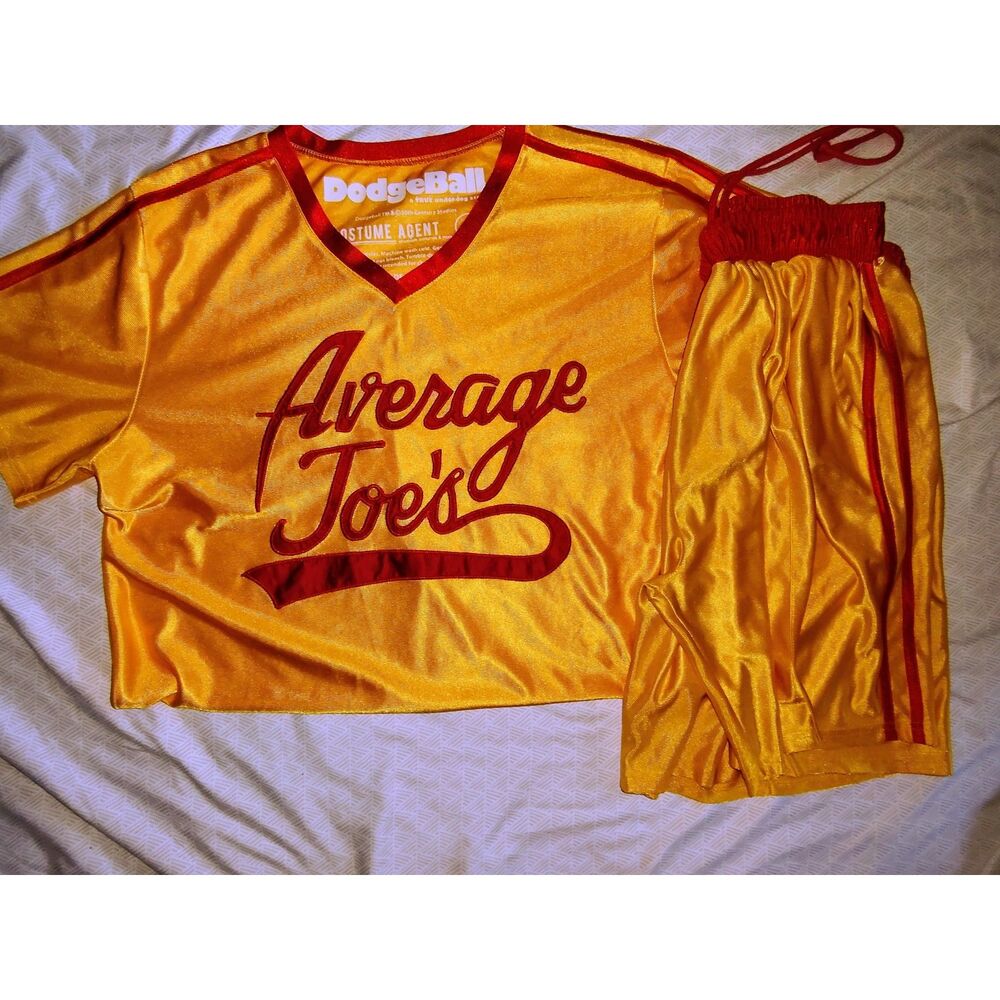 Dodgeball Average Joe’s Jersey & Shorts Set Yellow Red Large L Unisex